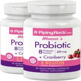PipingRock Women’s Probiotic + Cranberry Capsules -90